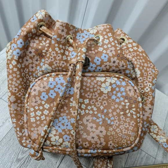 Wild Fable Floral Backpack in Brown and Blue - Picture 6 of 8